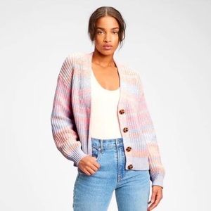 GAP Button-Front Cardigan Pink Pastel Multi/Rainbow